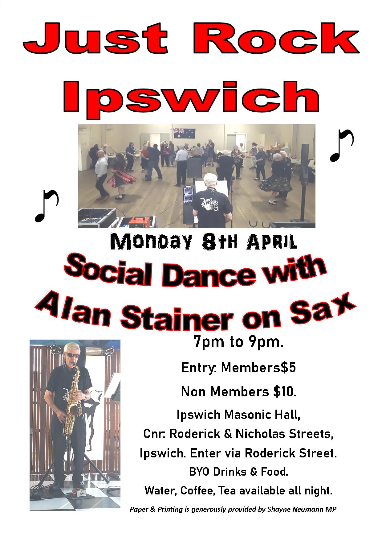 Social with Alan on Sax @ Ipswich Masonic Centre Hall
